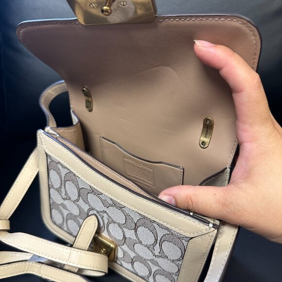 NWT! COACH Alie Shoulder Bag 18 In Signature Jacquard With Snakeskin C3760 - Picture 9 of 13